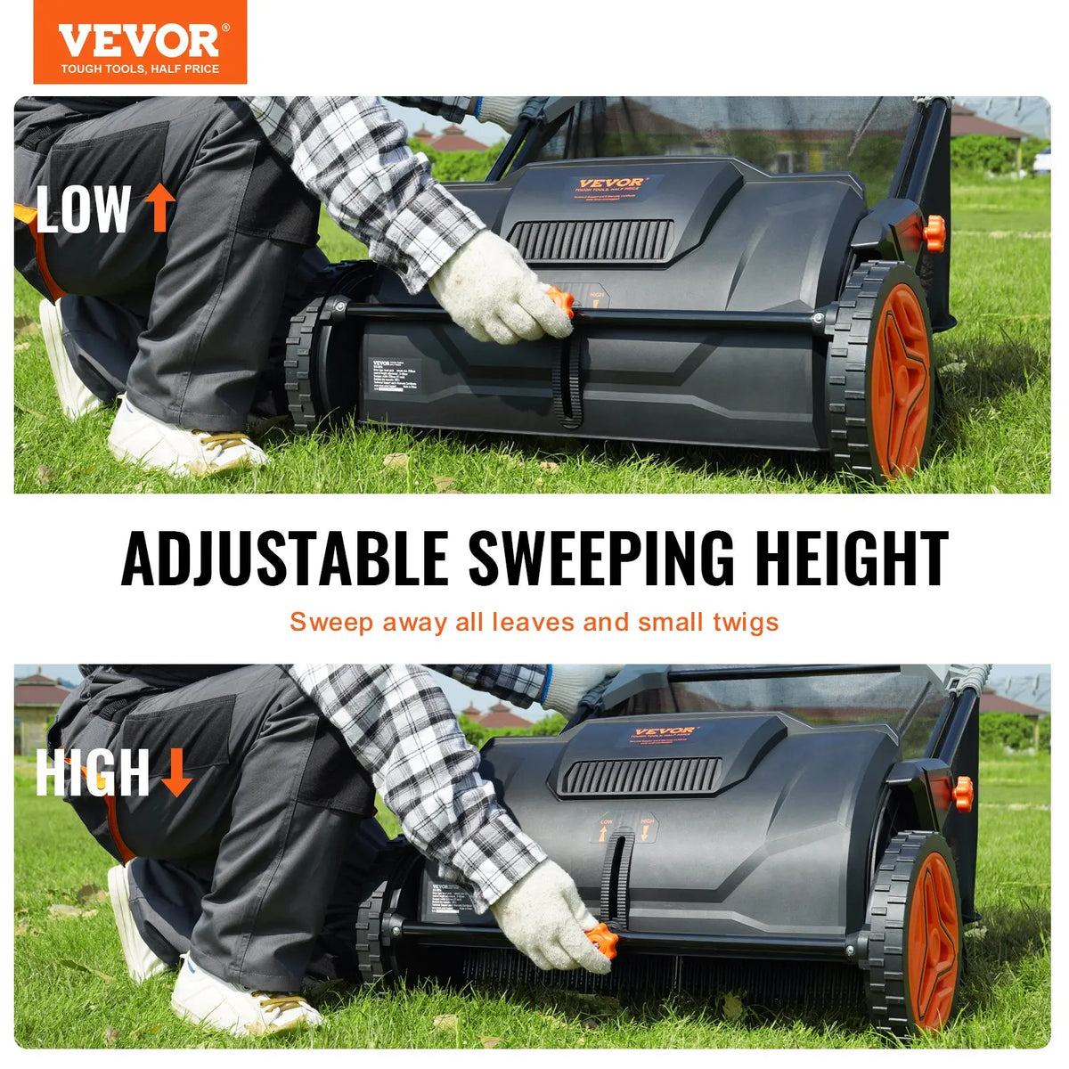 Front brush-height adjustment on the 21-inch hand-push model
