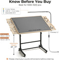 Puzzle table dimensions, adjustable height and USB LED lamp specifications